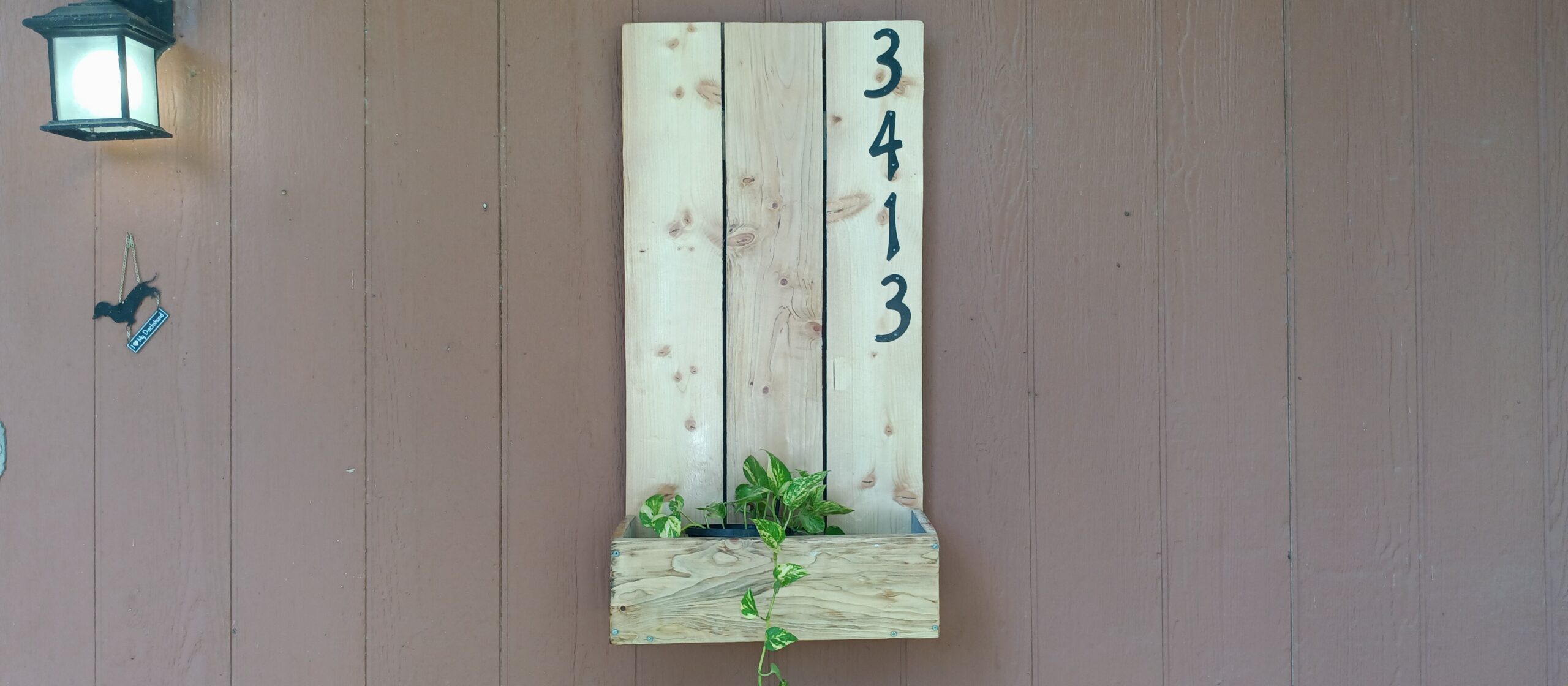 Cedar Street Number Display with Planter Box